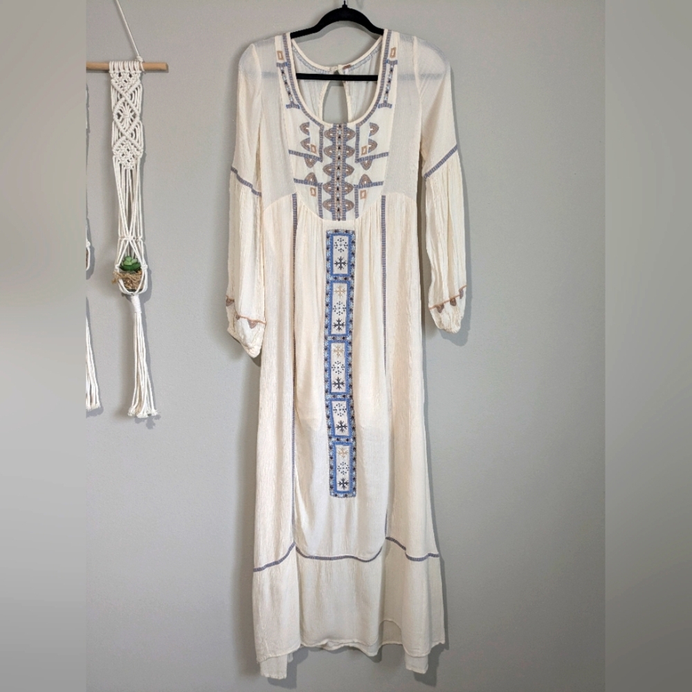 Free People Desert Winds Embroidered Boho Maxi Dress 4 - Picture 4 of 16